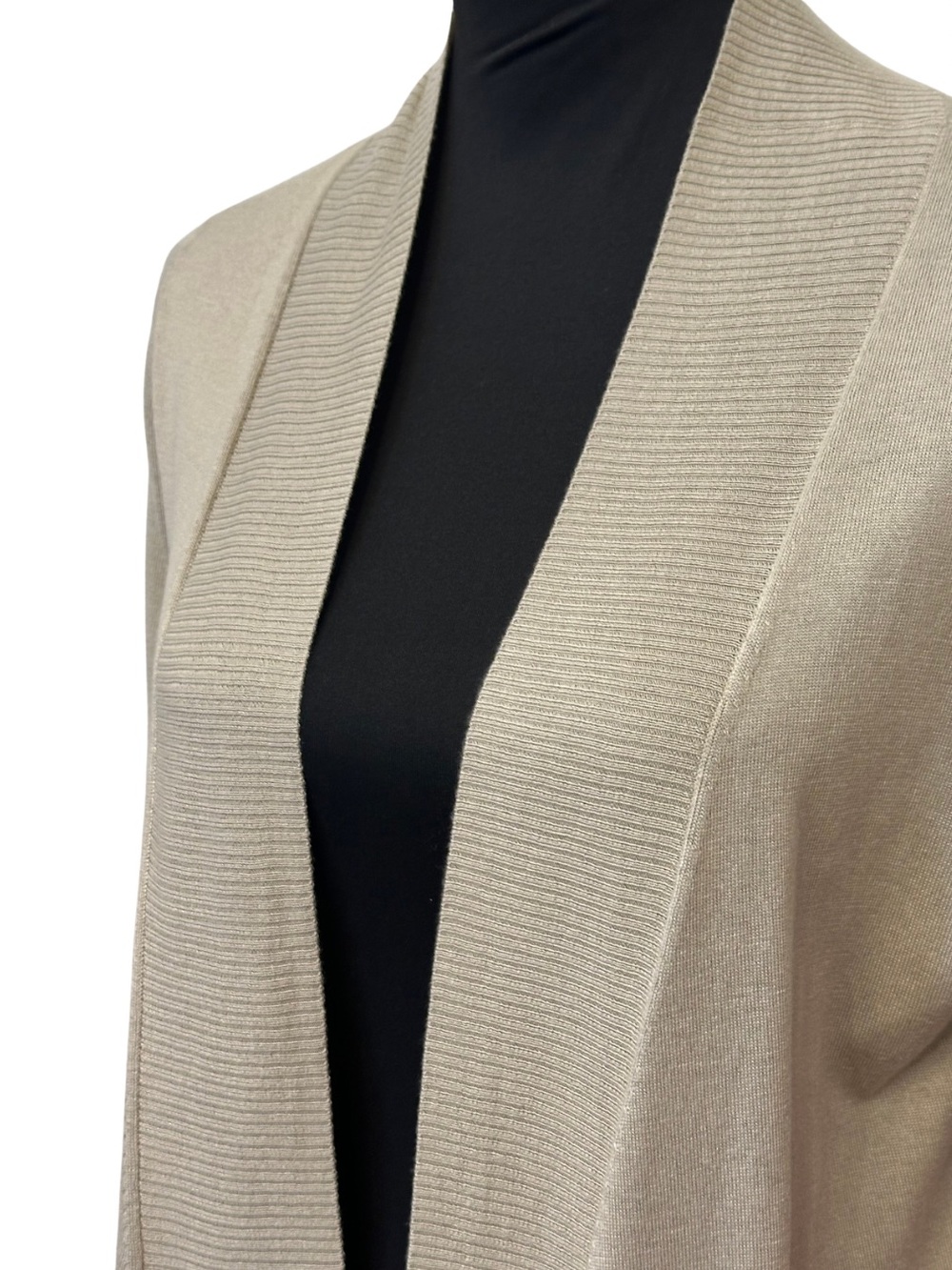 Maison de Papillon Silk Cashmere Open Front Cardigan Beige Pockets Size S - Picture 5 of 11